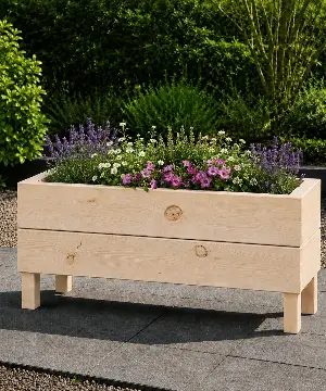 Ahşap Dış Mekan Saksı Pervazlı Ham 35x30x100 - İlen Design