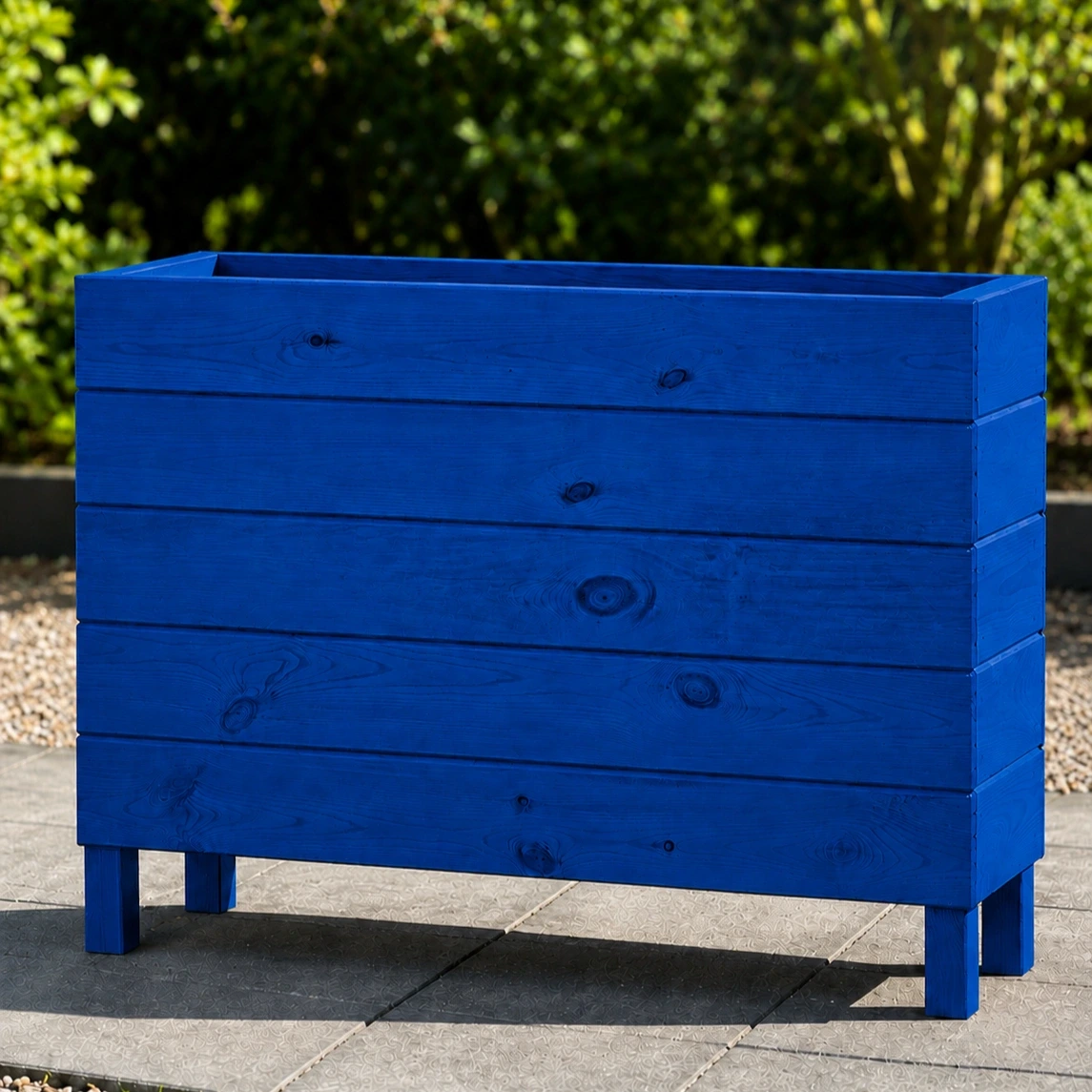 Ahşap Dış Mekan Saksı Mavi 70x30x100 - görsel 3