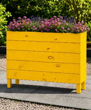 Ahşap Dış Mekan Saksı Sarı 70x30x100 - İlen Design