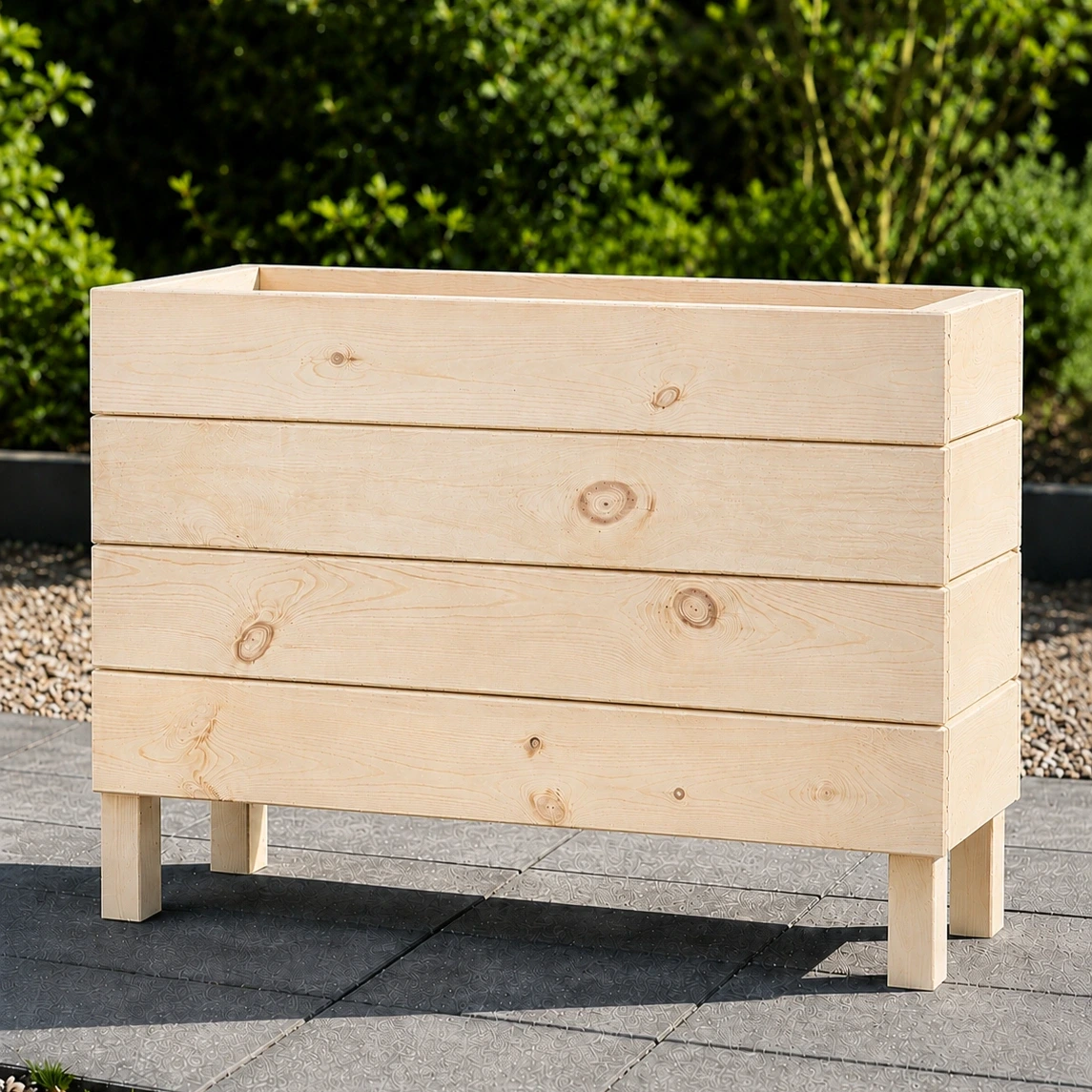 Ahşap Dış Mekan Saksı Ham 60x30x100 - görsel 3