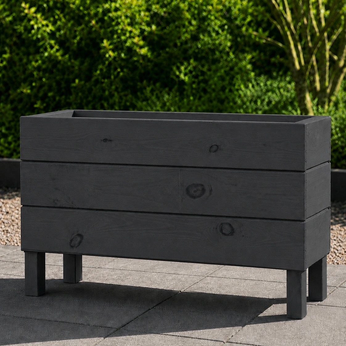 Ahşap Dış Mekan Saksı Antrasit 50x30x100  - görsel 3