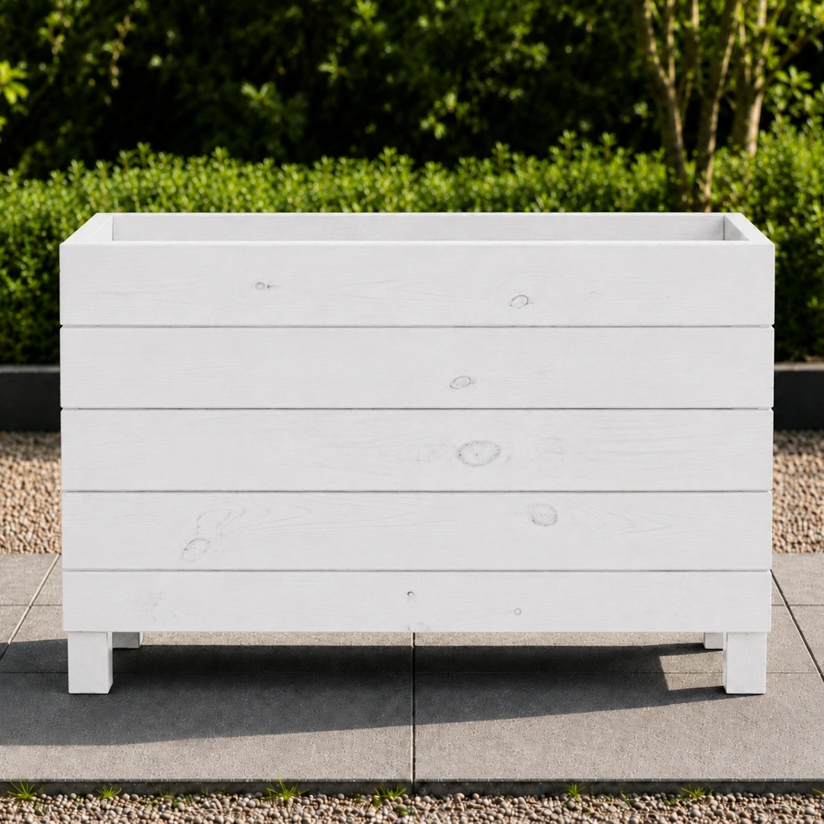 Ahşap Dış Mekan Saksı Beyaz 70x30x100 - görsel 2