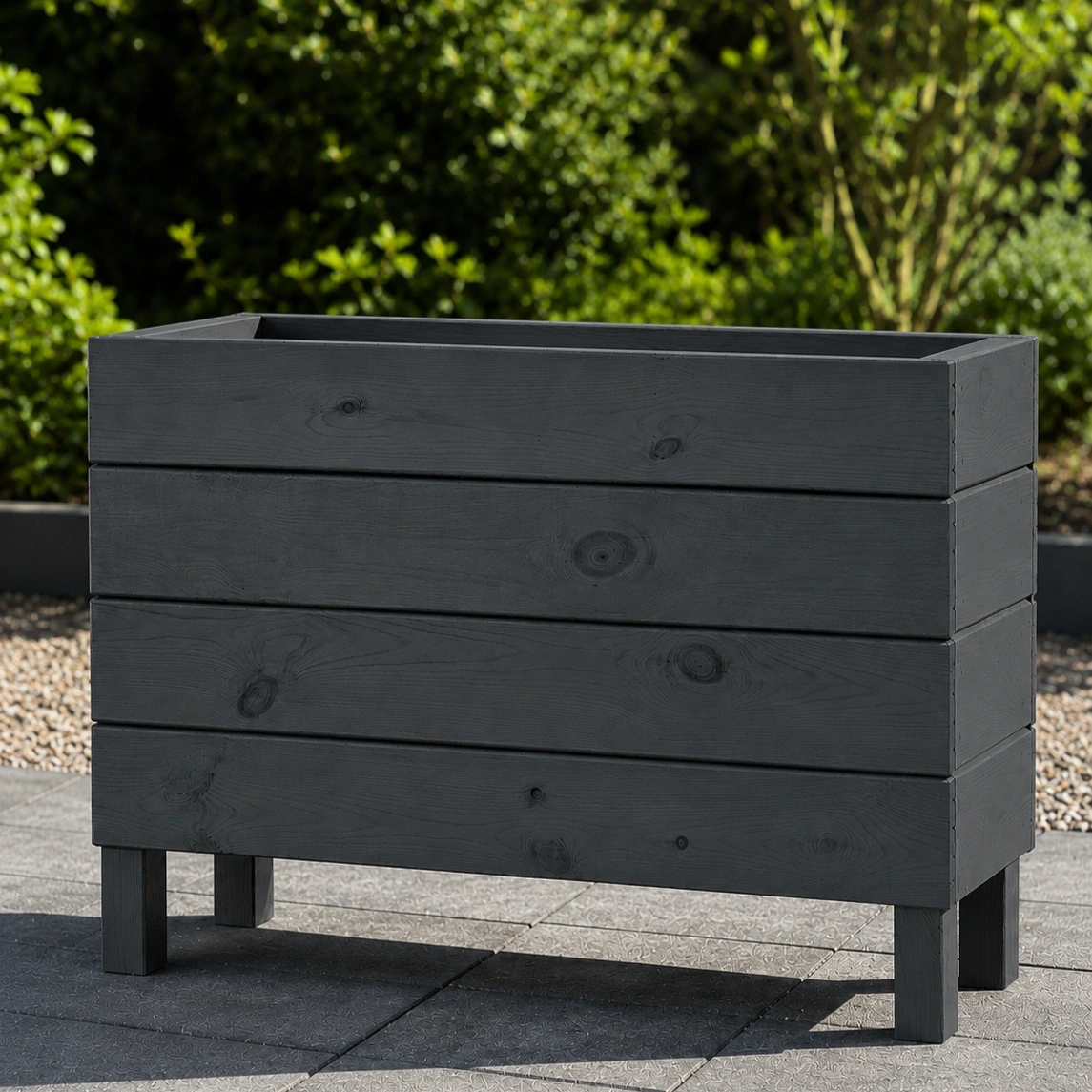 Ahşap Dış Mekan Saksı Antrasit 60x30x100  - görsel 3