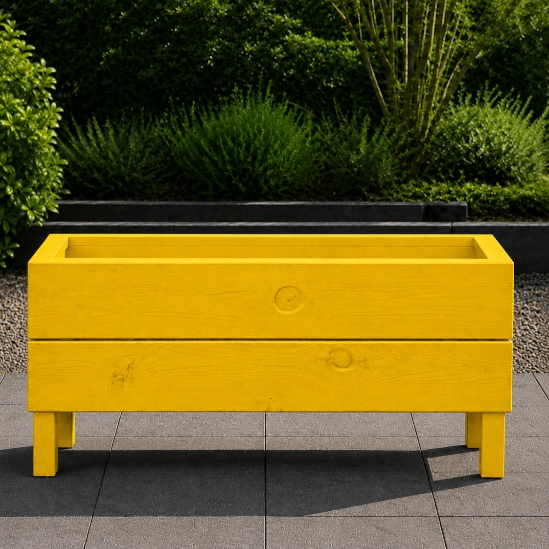 Ahşap Dış Mekan Saksı Pervazlı Sarı 35x30x100 - görsel 2