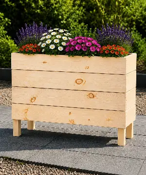 Ahşap Dış Mekan Saksı Ham 60x30x100 - İlen Design