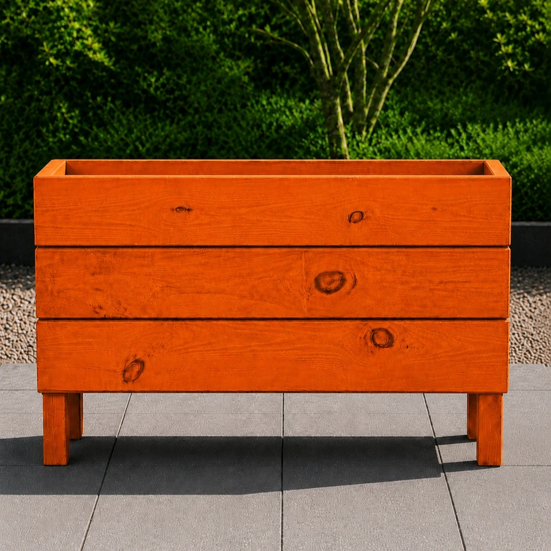 Ahşap Dış Mekan Saksı Turuncu 50x30x100 - görsel 2