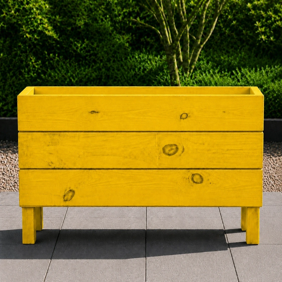 Ahşap Dış Mekan Saksı Sarı 50x30x100 - görsel 2