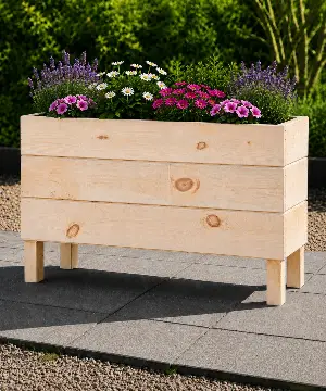 Ahşap Dış Mekan Saksı Ham 50x30x100 - İlen Design