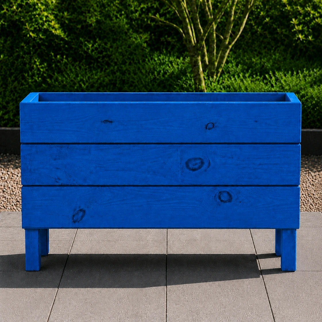 Ahşap Dış Mekan Saksı Mavi 50x30x100 - görsel 2