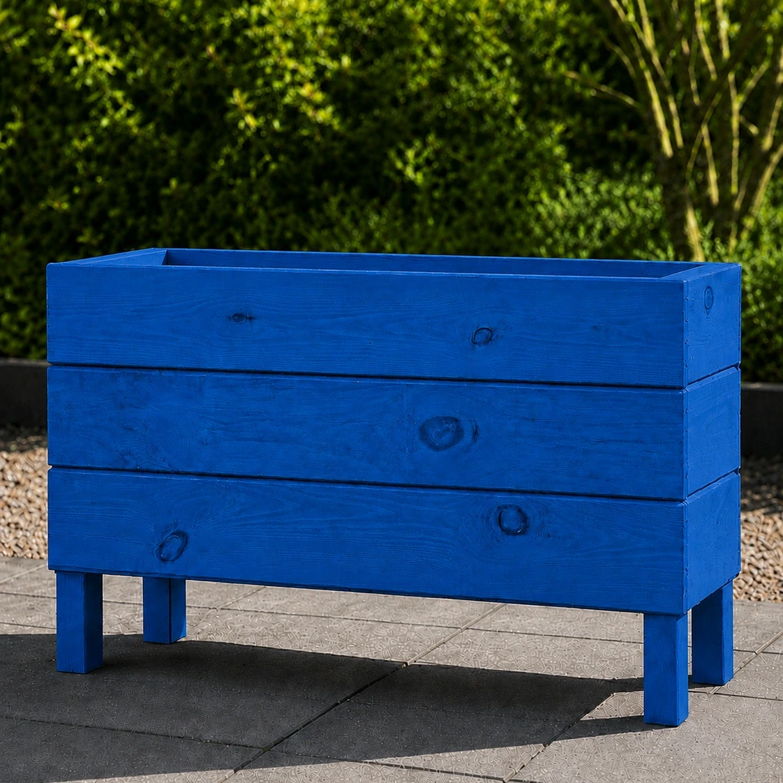 Ahşap Dış Mekan Saksı Mavi 50x30x100 - görsel 3