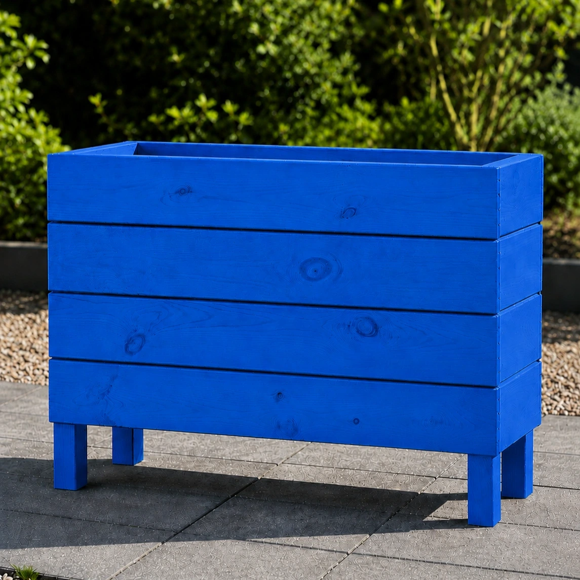 Ahşap Dış Mekan Saksı Mavi 60x30x100 - görsel 3