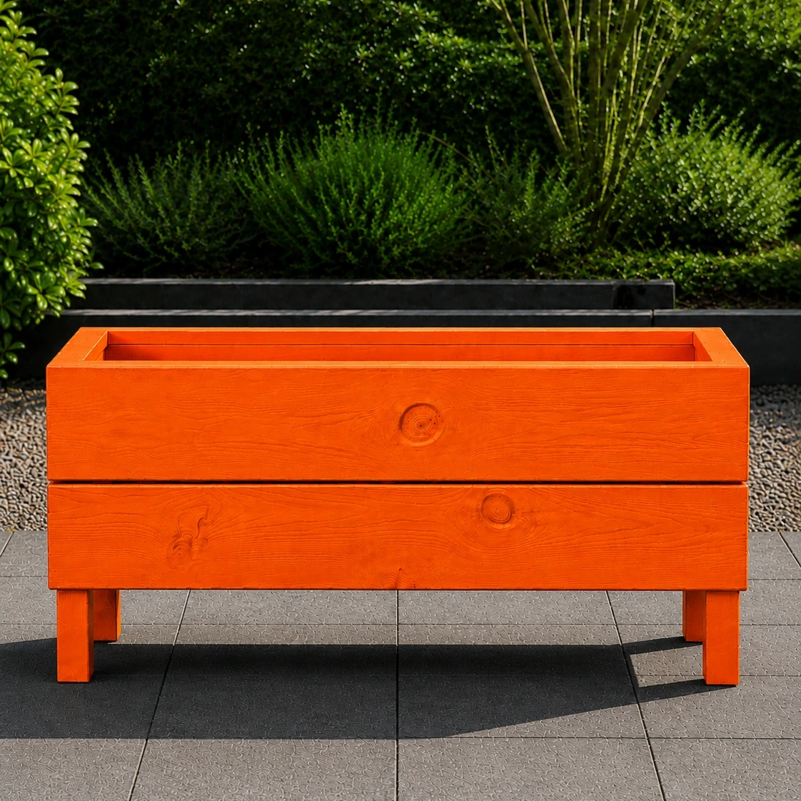 Ahşap Dış Mekan Saksı Pervazlı Turuncu 35x30x100 - görsel 2