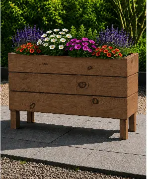 Ahşap Dış Mekan Saksı Ceviz  50x30x100 - İlen Design
