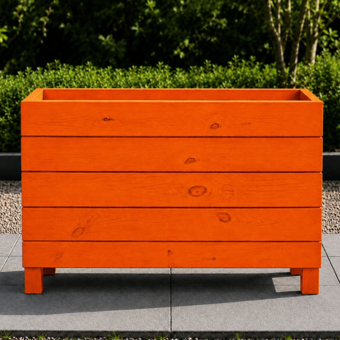 Ahşap Dış Mekan Saksı Turuncu 70x30x100 - görsel 3