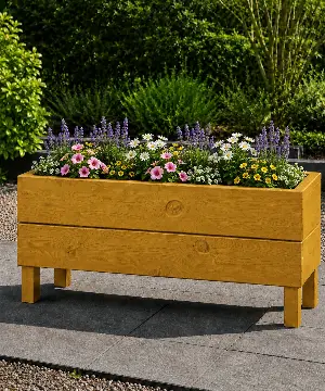 Ahşap Dış Mekan Saksı Pervazlı Bal 35x30x100 - İlen Design