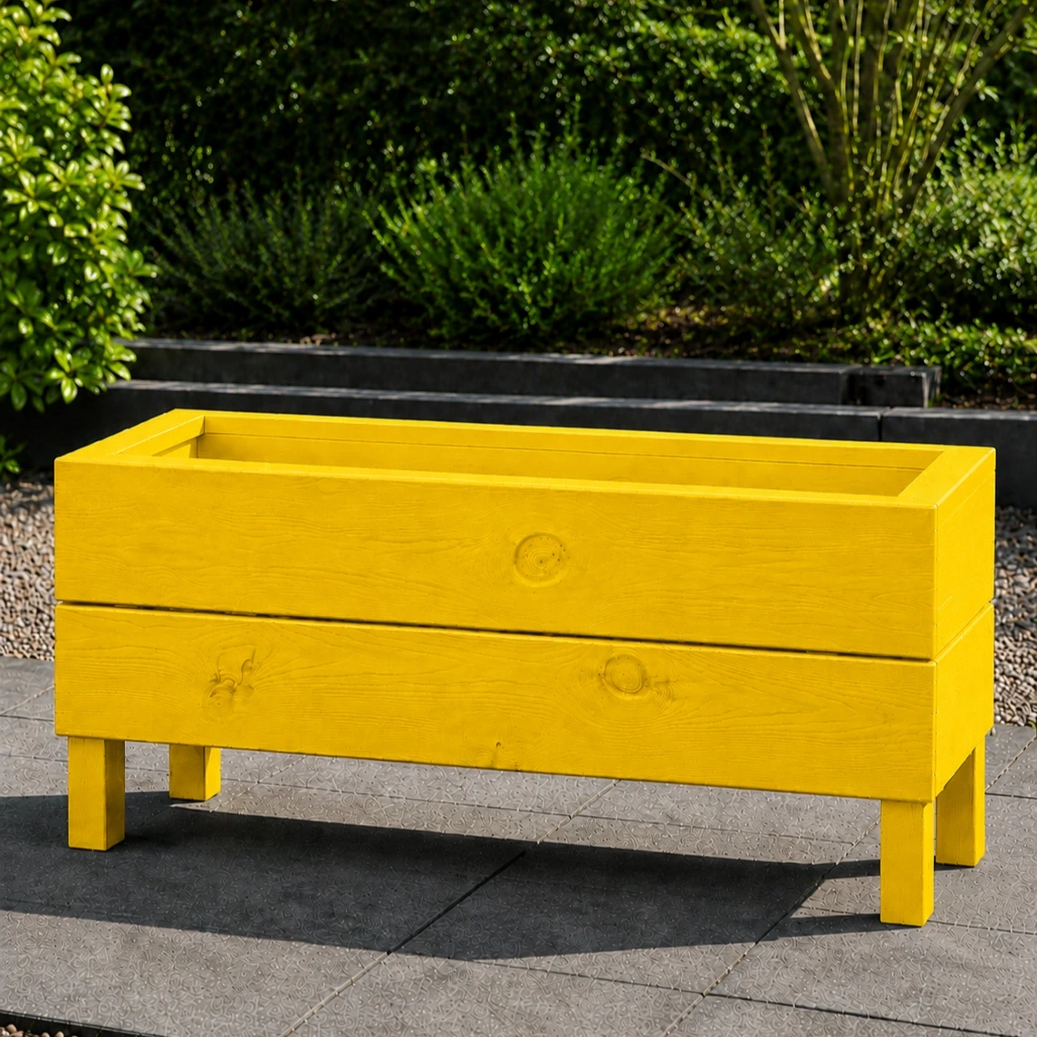 Ahşap Dış Mekan Saksı Pervazlı Sarı 35x30x100 - görsel 3