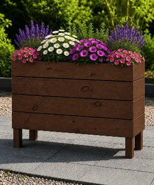 Ahşap Dış Mekan Saksı Ceviz 60x30x100 - İlen Design