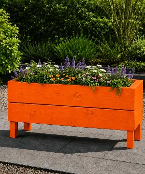 Ahşap Dış Mekan Saksı Pervazlı Turuncu 35x30x100 - İlen Design