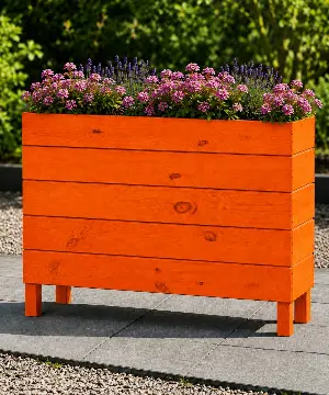 Ahşap Dış Mekan Saksı Turuncu 70x30x100 - İlen Design
