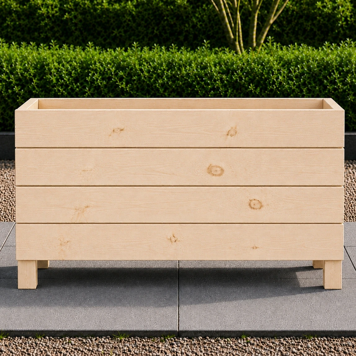 Ahşap Dış Mekan Saksı Ham 60x30x100 - görsel 2