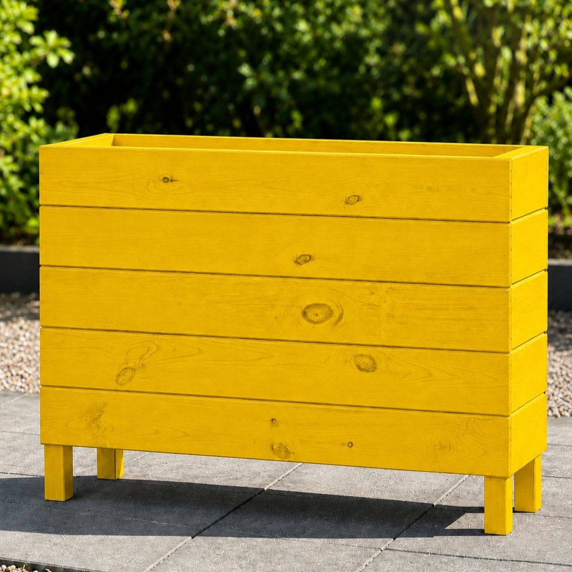 Ahşap Dış Mekan Saksı Sarı 70x30x100 - görsel 3