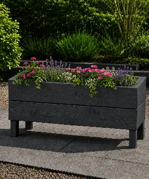 Ahşap Dış Mekan Saksı Pervazlı Antrasit 35x30x100 - İlen Design