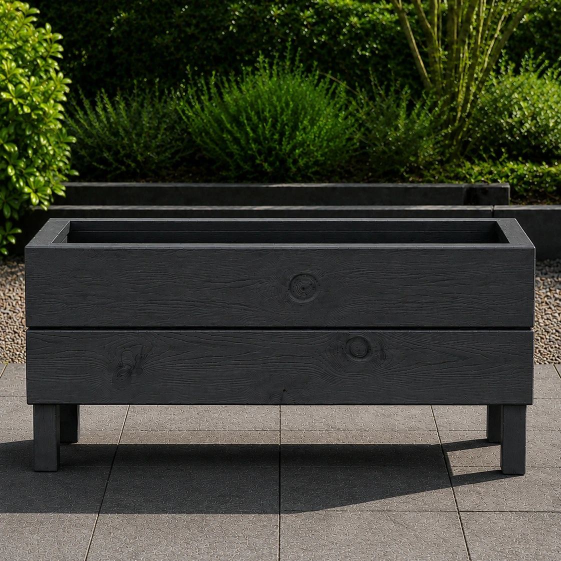 Ahşap Dış Mekan Saksı Pervazlı Antrasit 35x30x100 - görsel 2