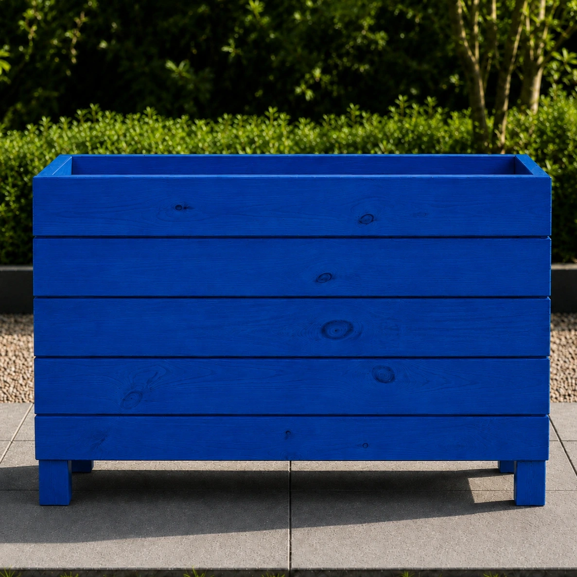 Ahşap Dış Mekan Saksı Mavi 70x30x100 - görsel 2