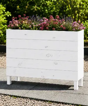 Ahşap Dış Mekan Saksı Beyaz 70x30x100 - İlen Design