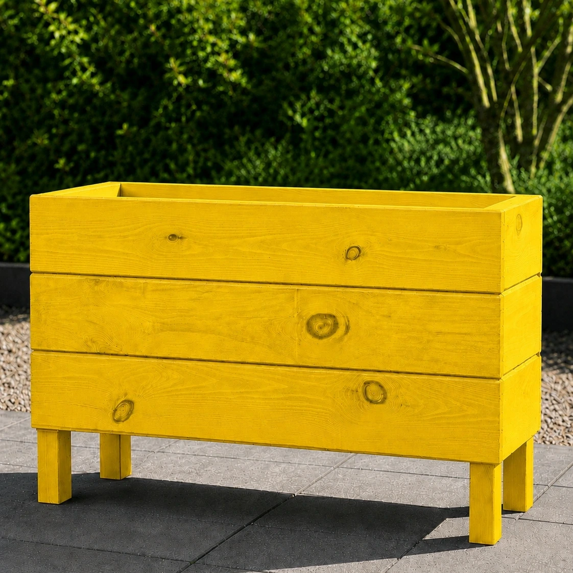 Ahşap Dış Mekan Saksı Sarı 50x30x100 - görsel 3