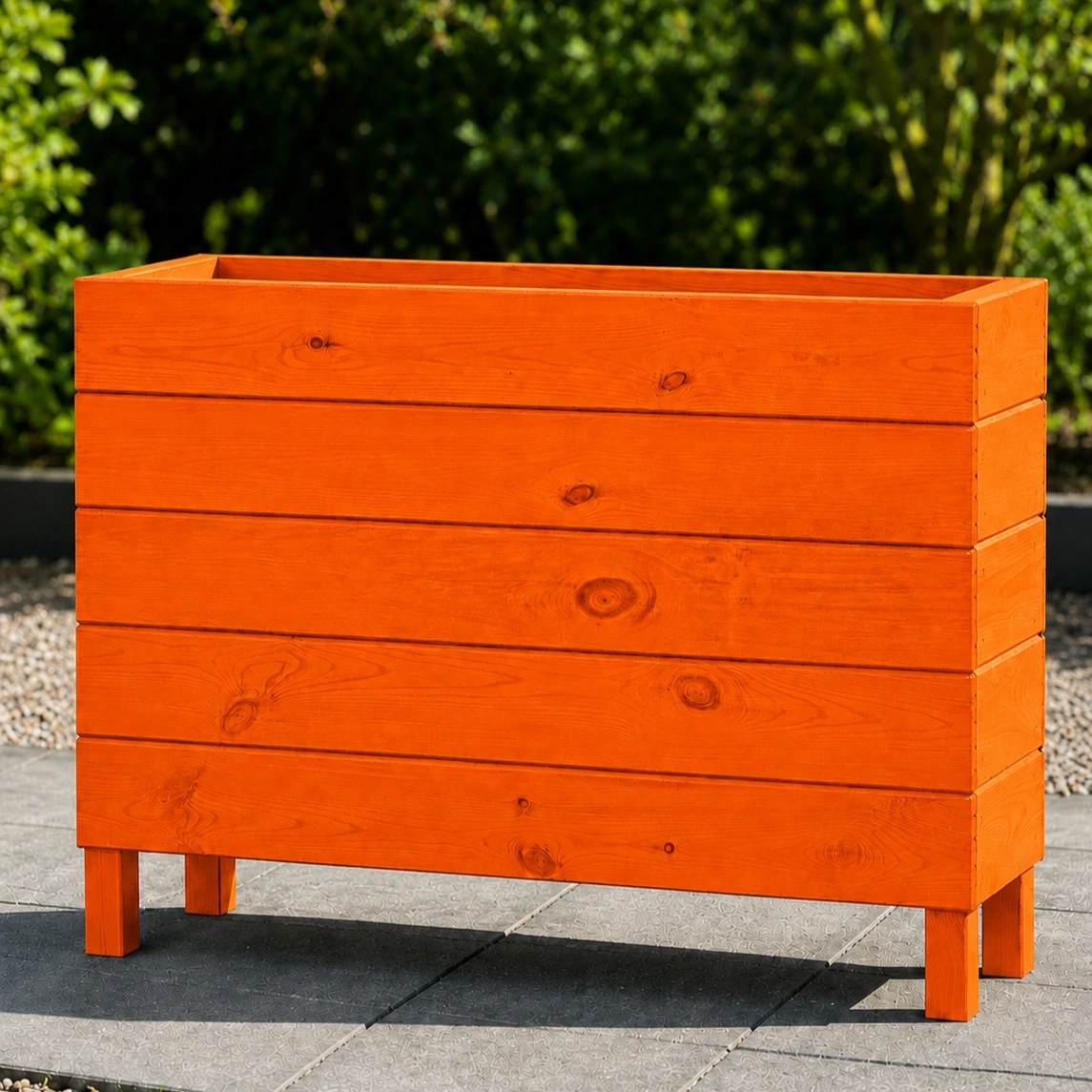 Ahşap Dış Mekan Saksı Turuncu 70x30x100 - görsel 2