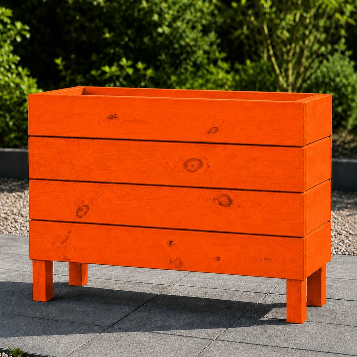Ahşap Dış Mekan Saksı Turuncu 60x30x100 - görsel 3