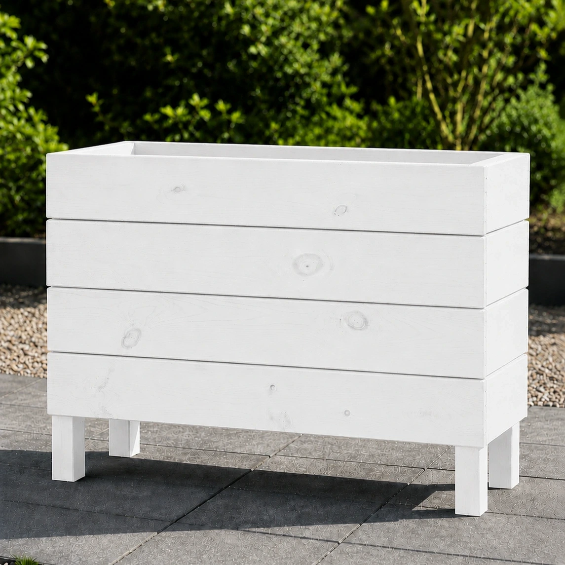 Ahşap Dış Mekan Saksı Beyaz 60x30x100 - görsel 3