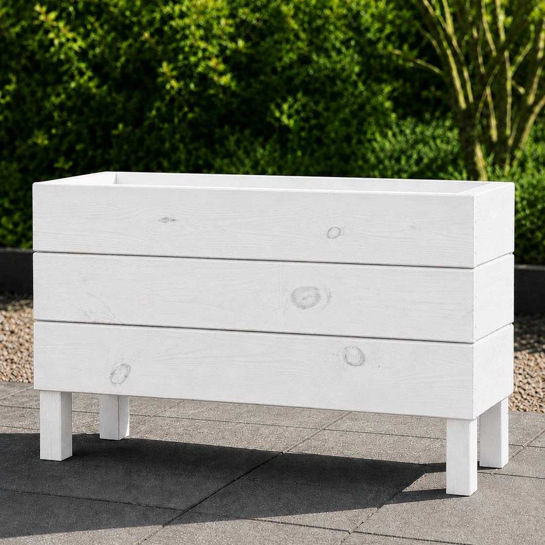 Ahşap Dış Mekan Saksı Beyaz 50x30x100 - görsel 3