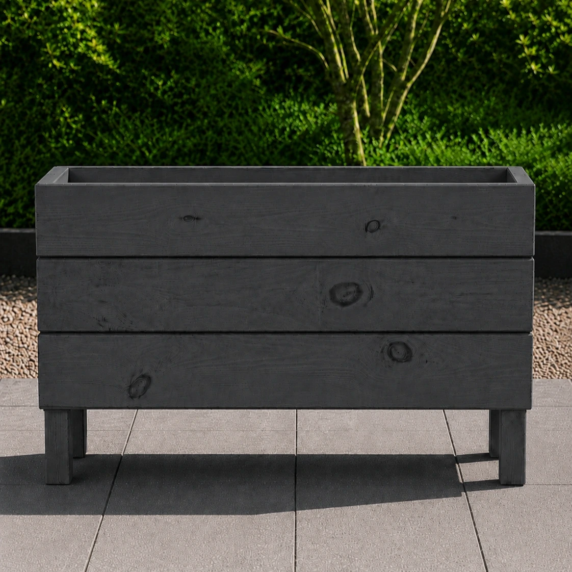 Ahşap Dış Mekan Saksı Antrasit 50x30x100  - görsel 2