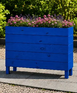 Ahşap Dış Mekan Saksı Mavi 70x30x100 - İlen Design
