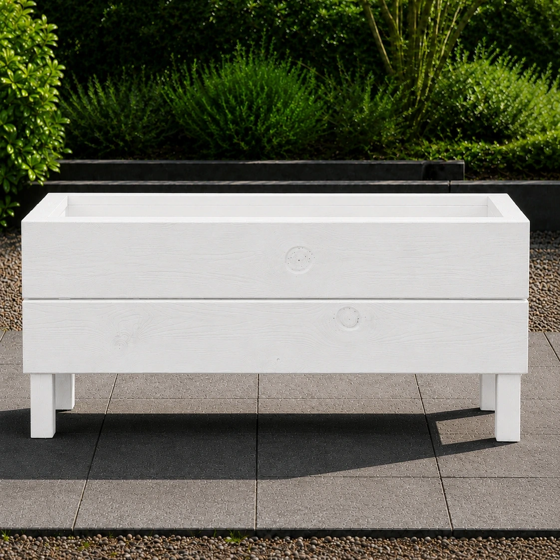 Ahşap Dış Mekan Saksı Pervazlı Beyaz 35x30x100 - görsel 2