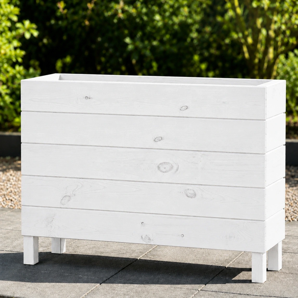Ahşap Dış Mekan Saksı Beyaz 70x30x100 - görsel 3