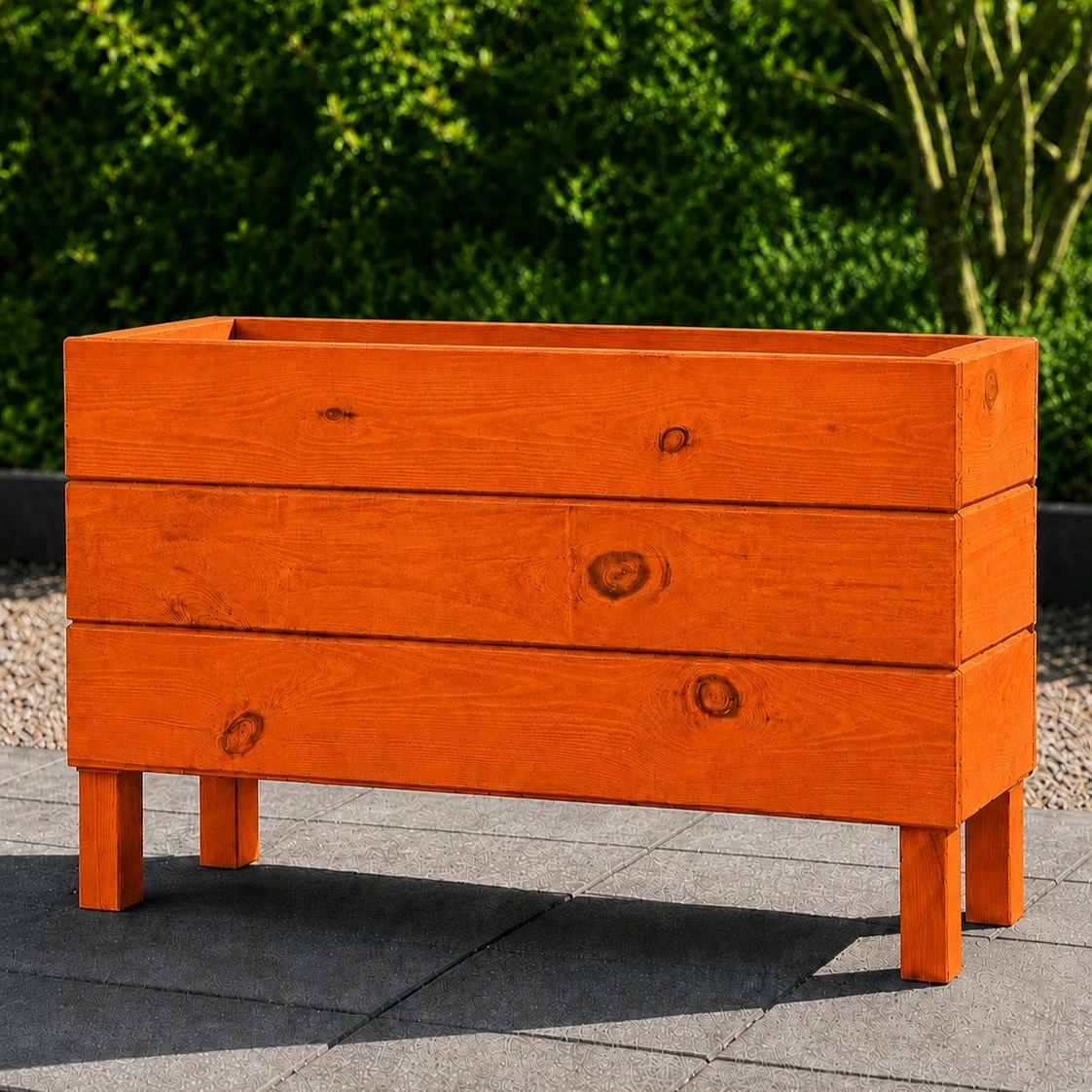 Ahşap Dış Mekan Saksı Turuncu 50x30x100 - görsel 3