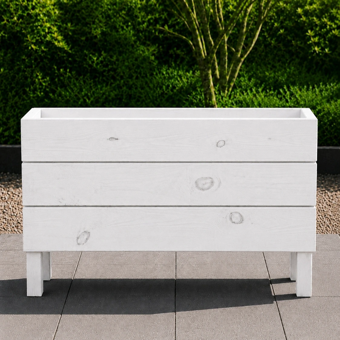 Ahşap Dış Mekan Saksı Beyaz 50x30x100 - görsel 2