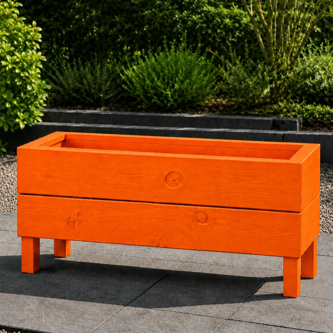Ahşap Dış Mekan Saksı Pervazlı Turuncu 35x30x100 - görsel 3