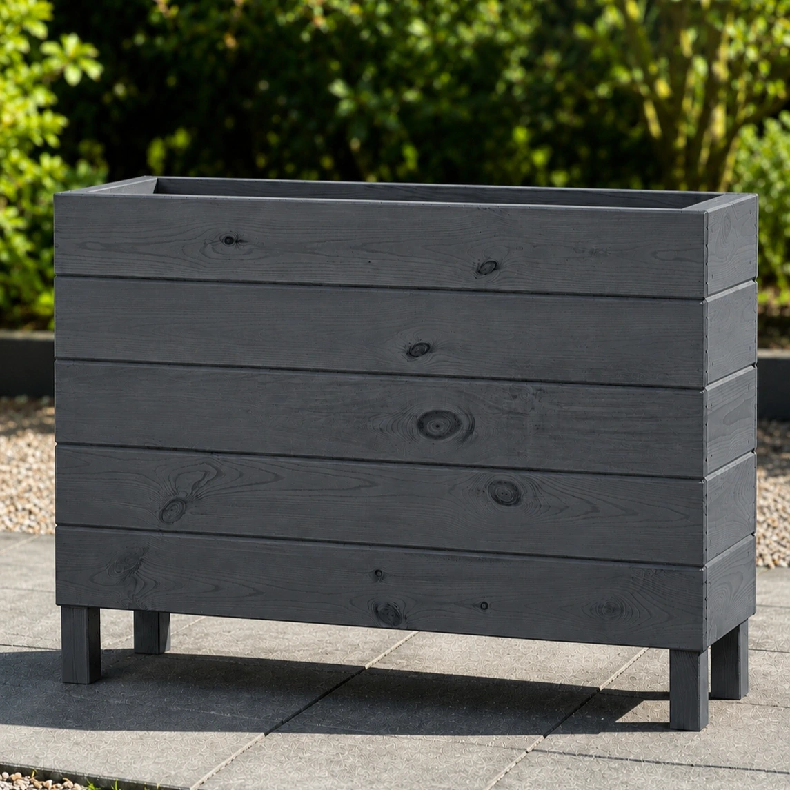 Ahşap Dış Mekan Saksı Antrasit 70x30x100 - görsel 3